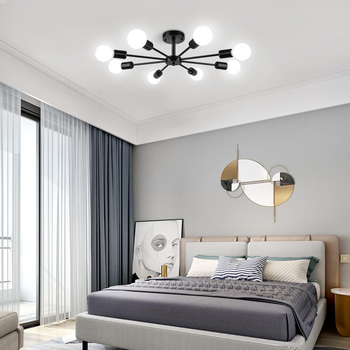 Modern Metal Chandelier — 8-Light - View 6