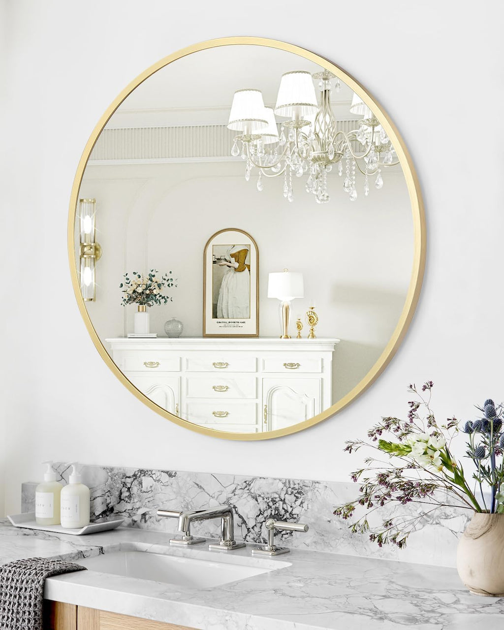 Round Farmhouse Black Wall Mirror — 30.1" - View 2