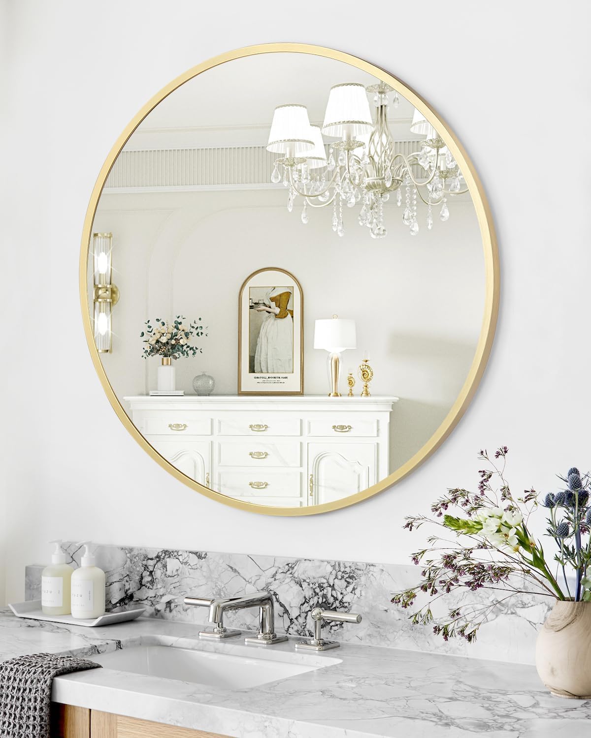 Round Farmhouse Black Wall Mirror — 30.1" - View 2