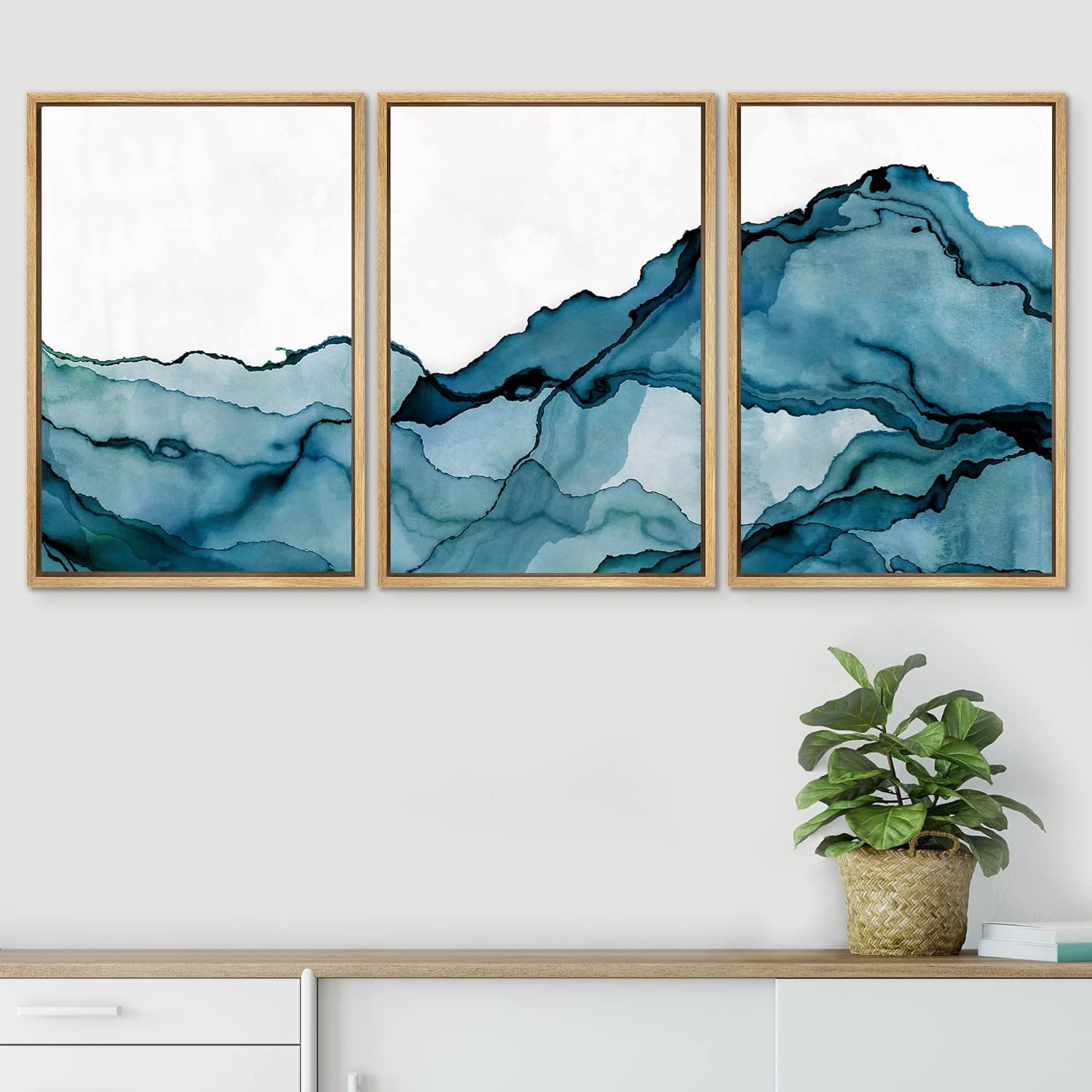 Framed Modern Fabric Wall Art — 16" - View 3