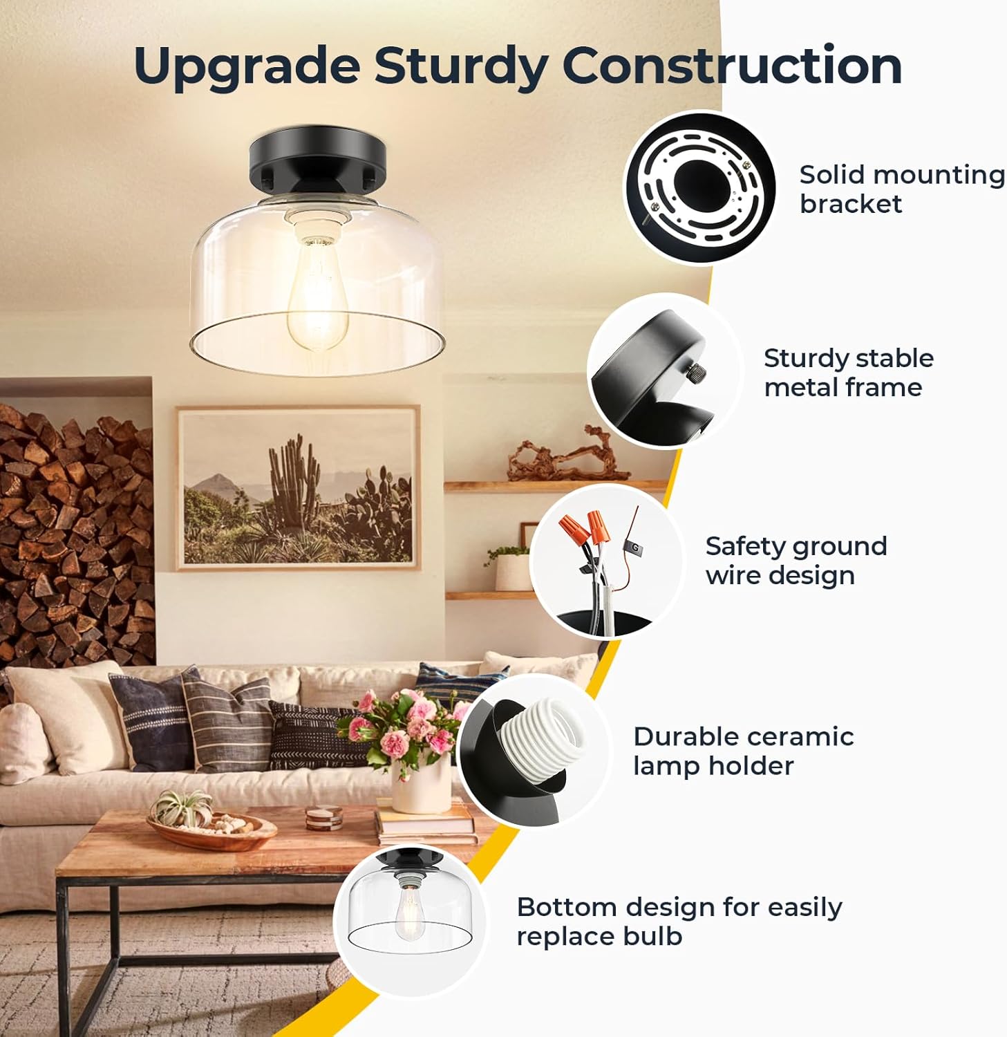 Farmhouse Black Ceiling Light - View 5