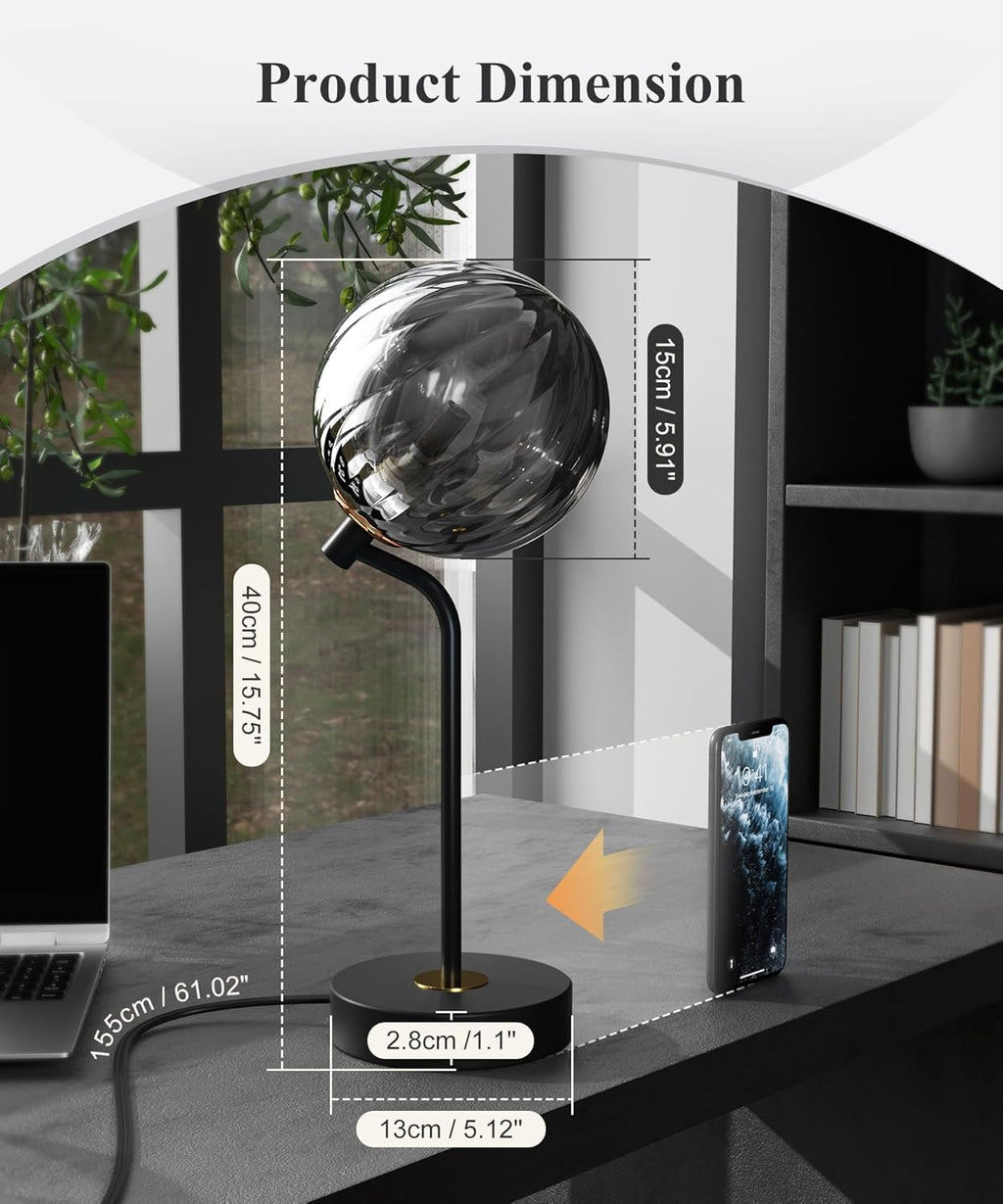 Dimmable Mid-Century Glass Table Lamp - View 2