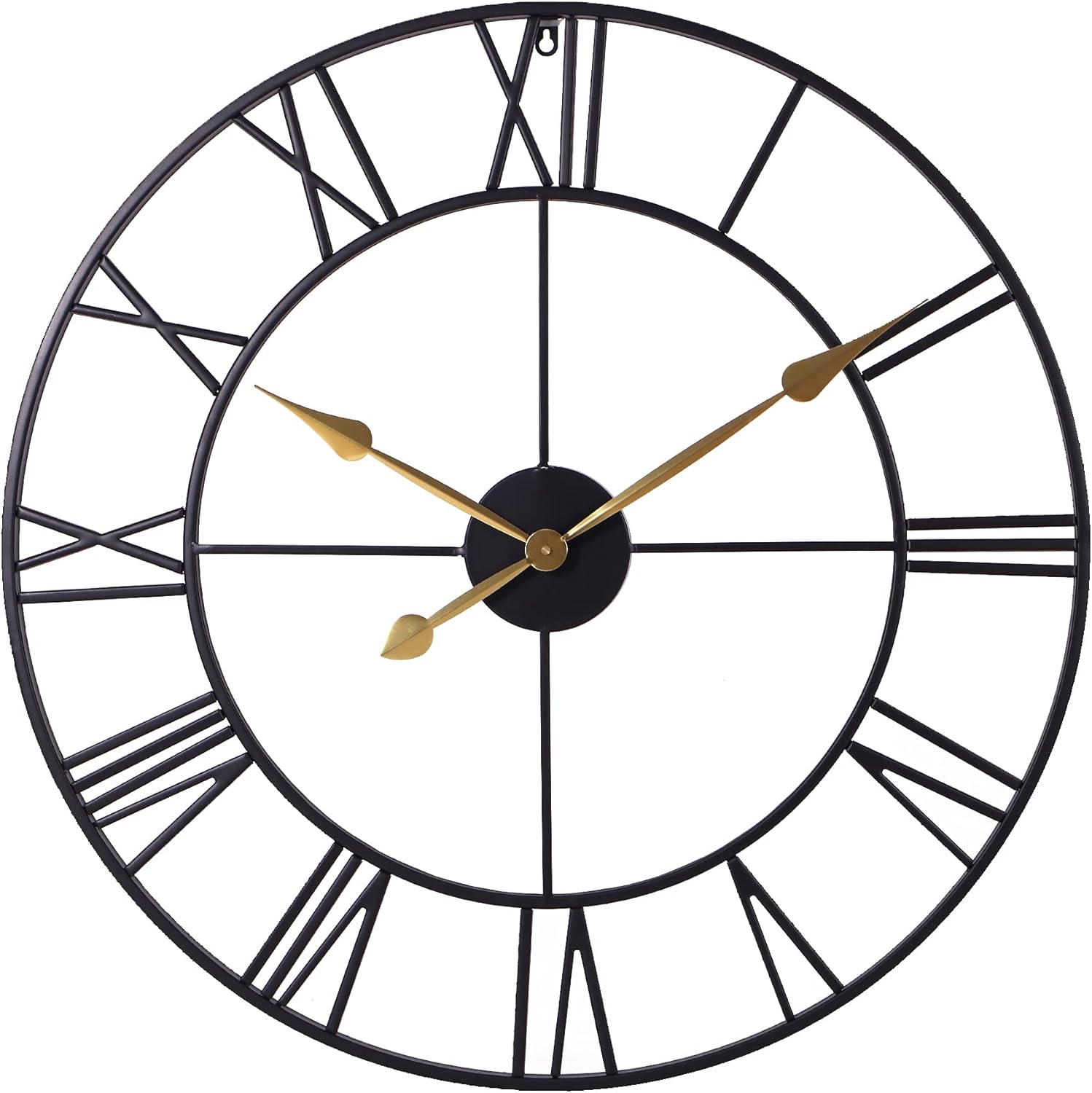 Modern Black Wall Clock — 30" — Black With Gold Hands
