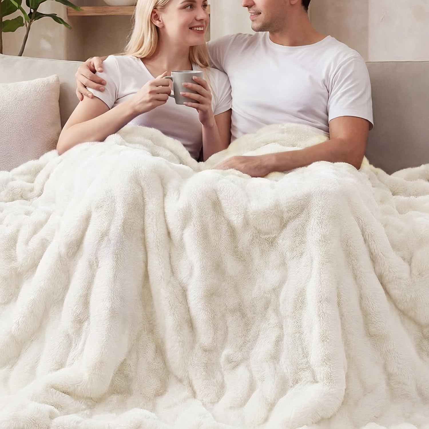 Beige Throw Pillow — 50" — Twin (60"W x 80"L)