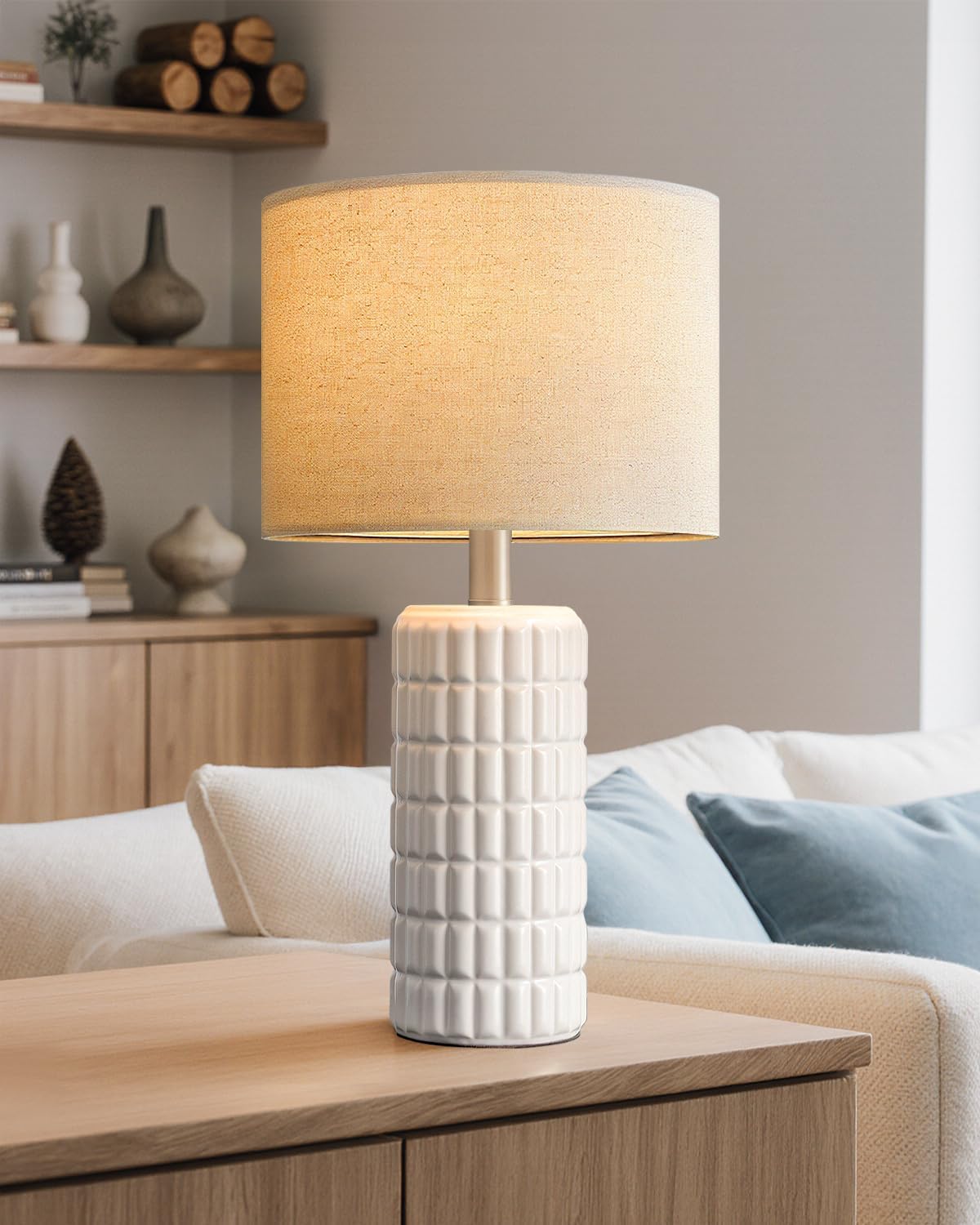 Boho Blue Desk Lamp — 23" — D. White(Single)