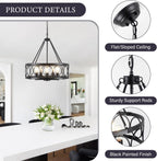 Round Farmhouse Black Chandelier — 5-Light - View 5
