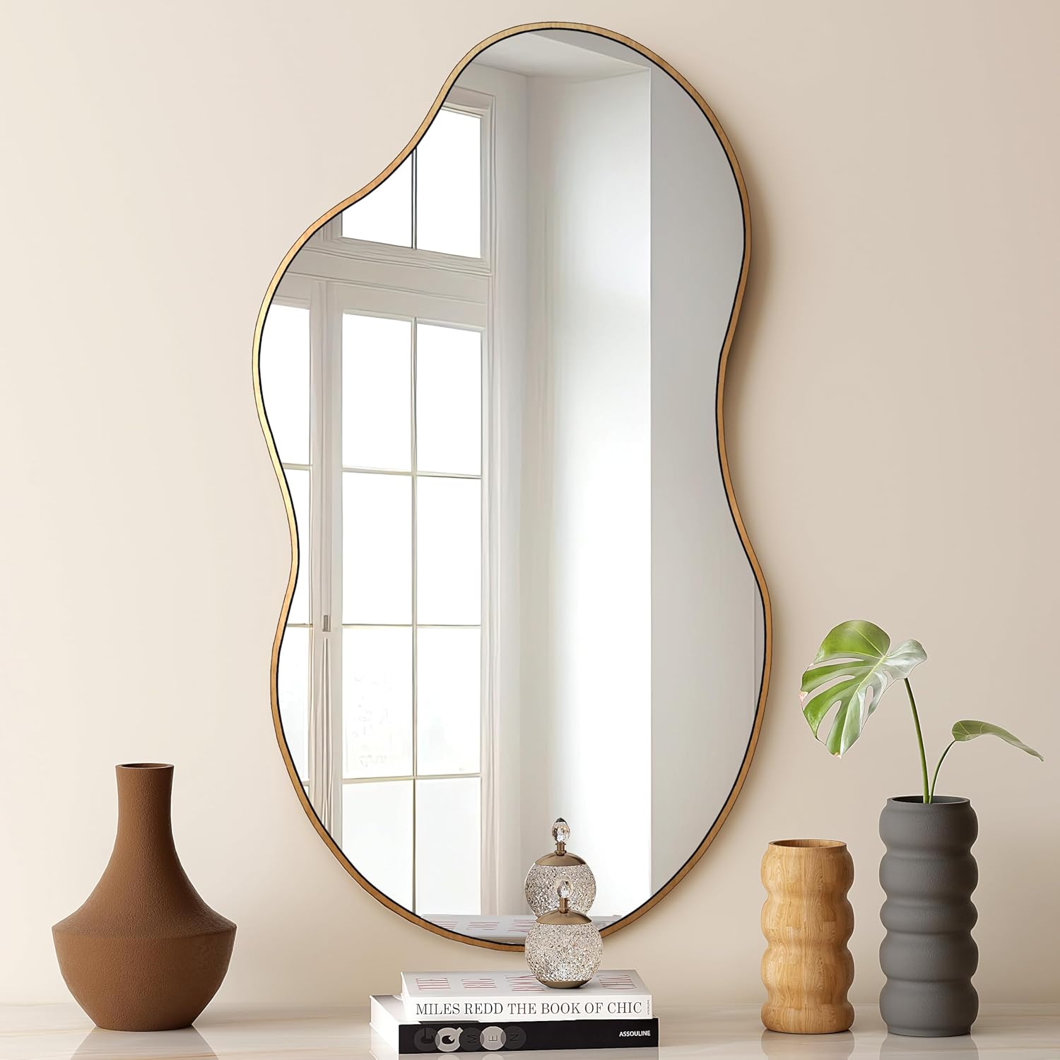 Antique Luxe Black Wall Mirror — 20" — Antique-gold