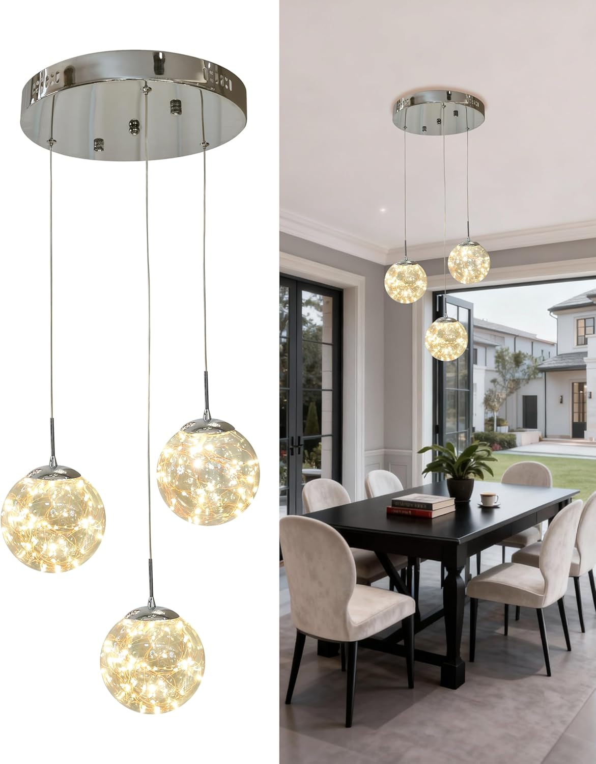 Luxe Grey Chandelier — Yellow Sphere