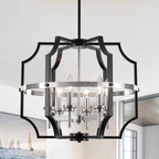 Farmhouse Black Chandelier — 5-Light — 6-Light Black&Brushed Nickel
