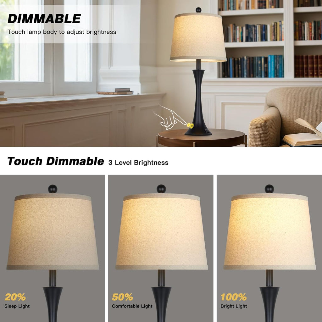 Dimmable Black Bedside Lamp — 27.5" - View 2
