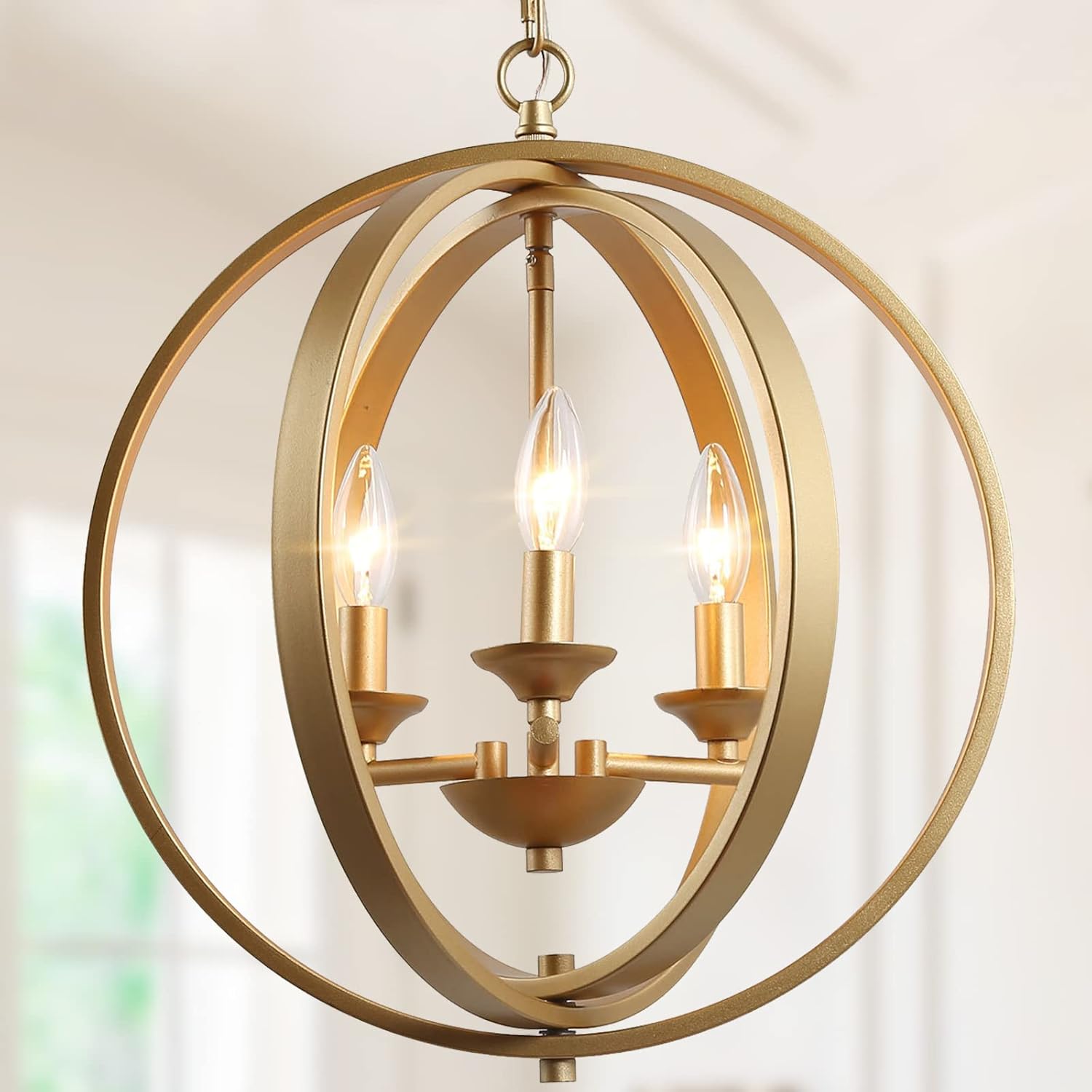 Luxe Gold Chandelier — 3-Light — Soft Gold