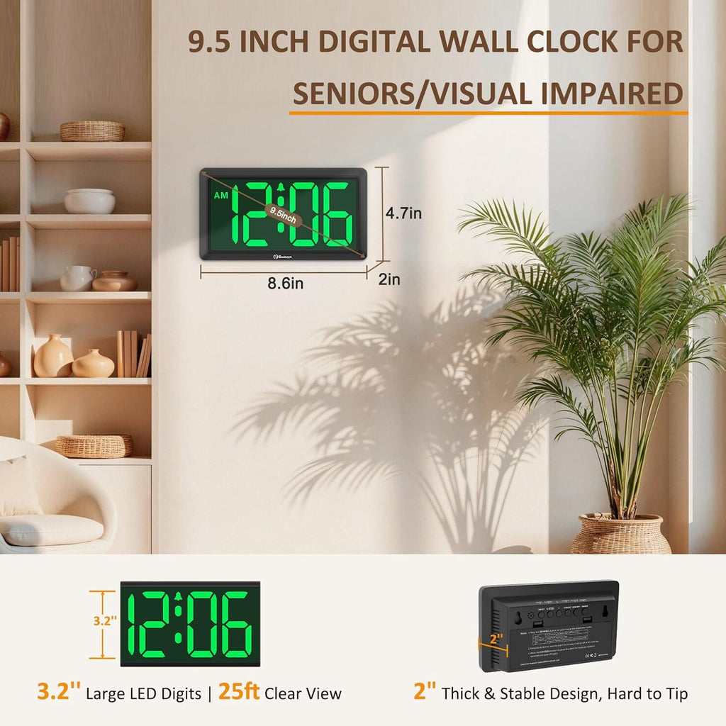 Battery Operated Modern Green Wall Clock — 3.2" - View 3