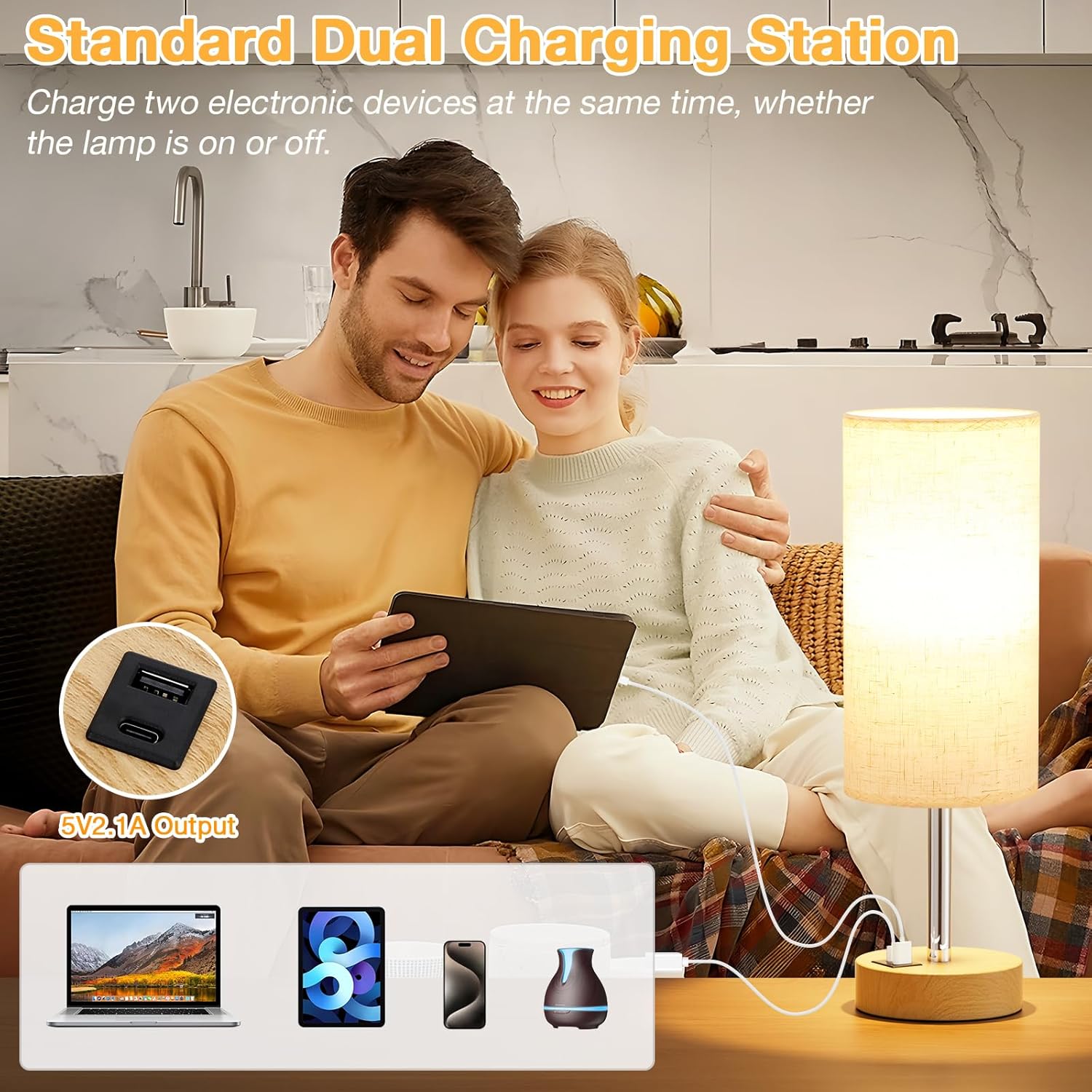 Dimmable Beige Desk Lamp — 14" - View 4