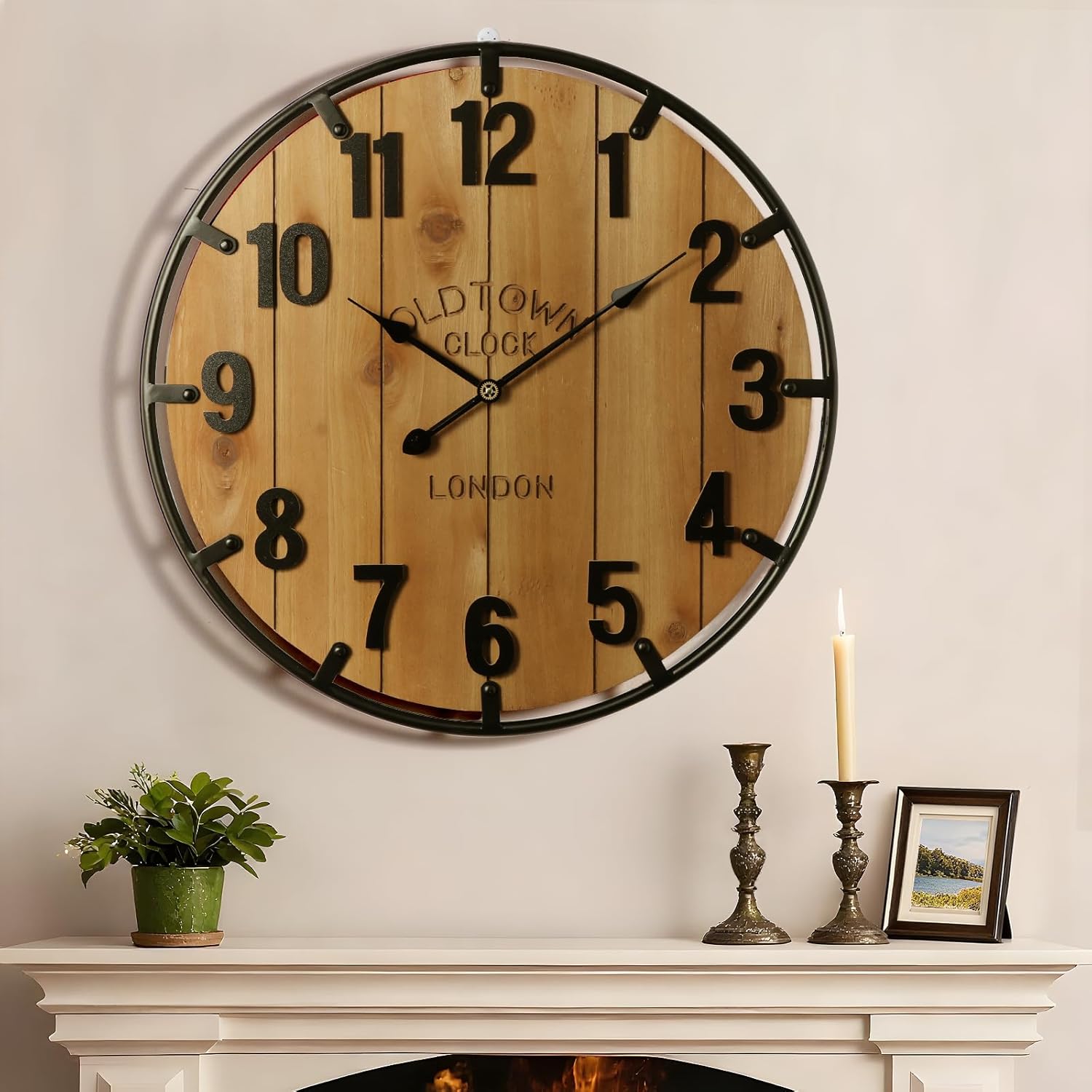 Battery Operated Farmhouse Brown Wall Clock — 24" — Brown