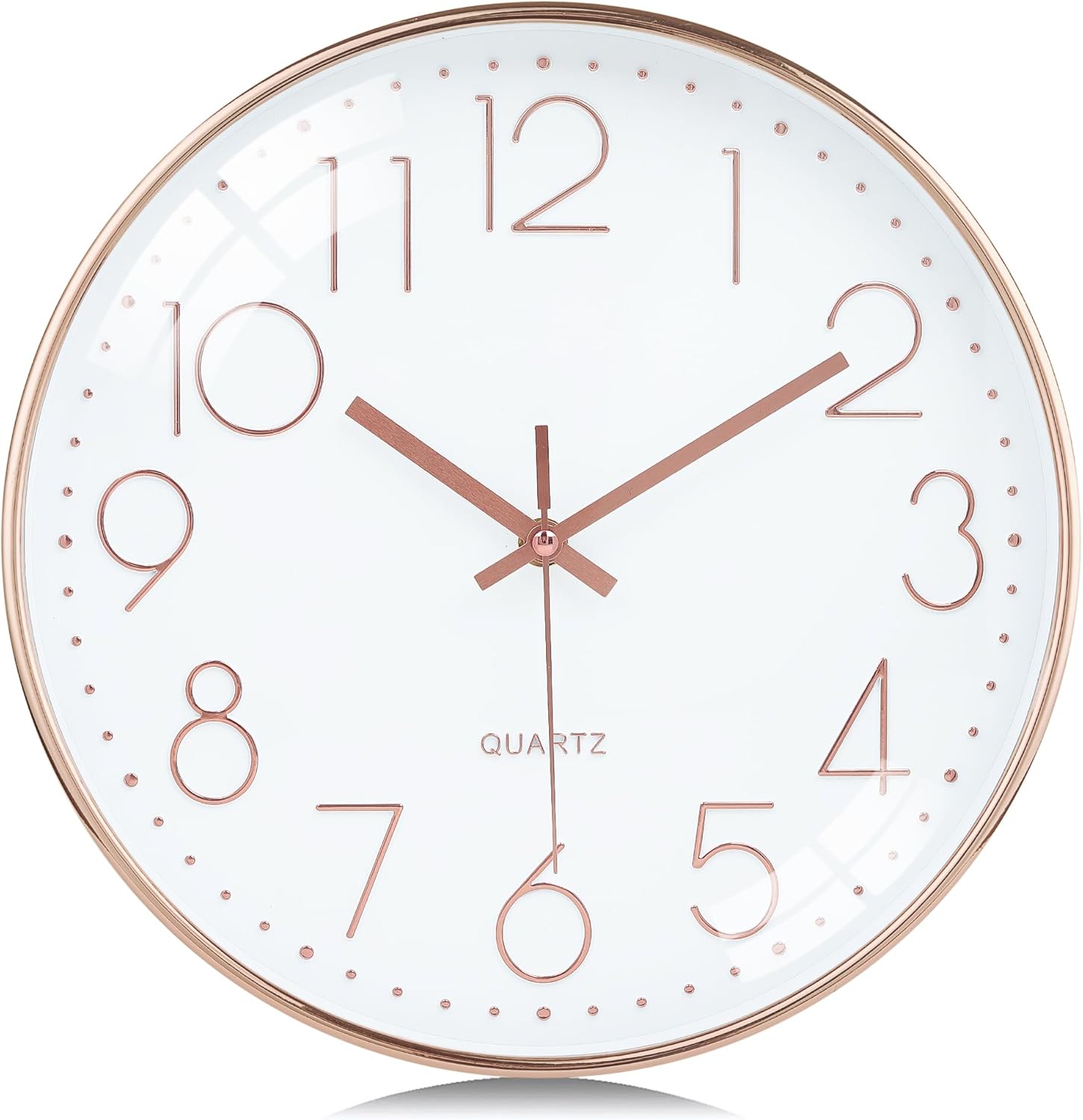 Battery Operated Luxe Black Wall Clock — 12" — Rose Gold