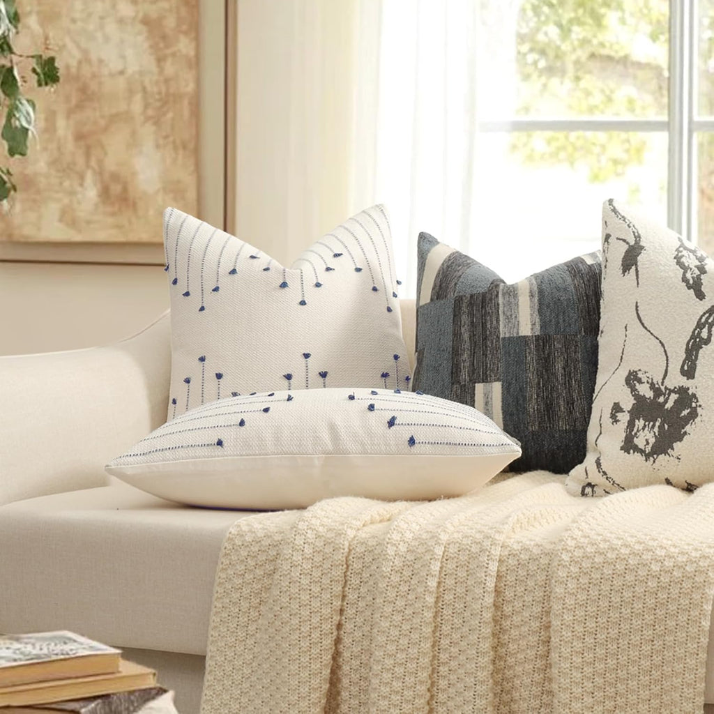 Tufted Boho Beige Throw Pillow Cover — 18" - View 3