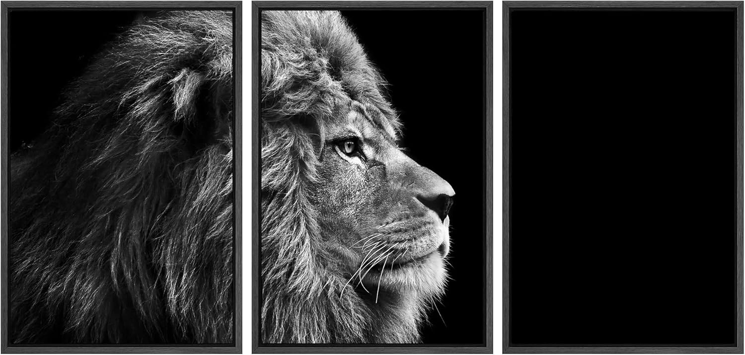 Framed Farmhouse Fabric Wall Art — 24" — 24" x 36" x 3 Panels BLACK