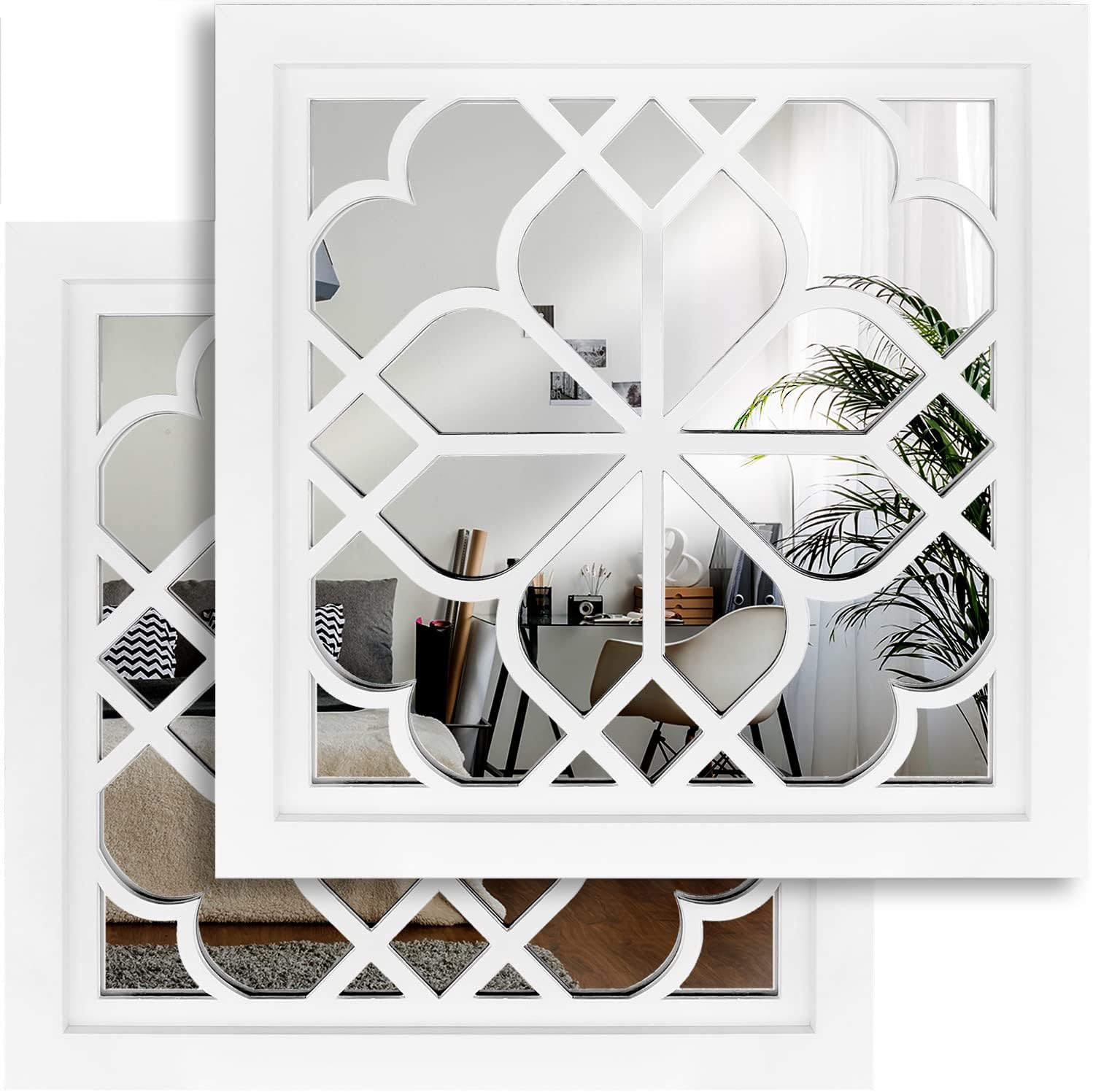 Rectangular Farmhouse Black Wall Mirror — 15" — White