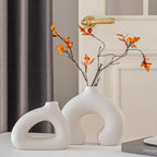 Round Boho White Flower Vase — Set of 2 — New Dount Vase