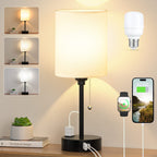 USB Beige Bedside Lamp