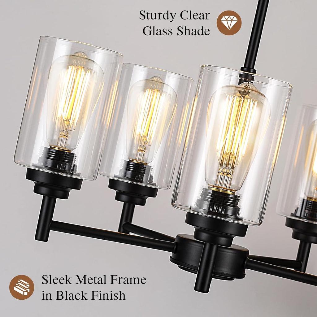 Adjustable Farmhouse Black Chandelier — 5-Light - View 3