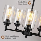 Adjustable Farmhouse Black Chandelier — 5-Light - View 3