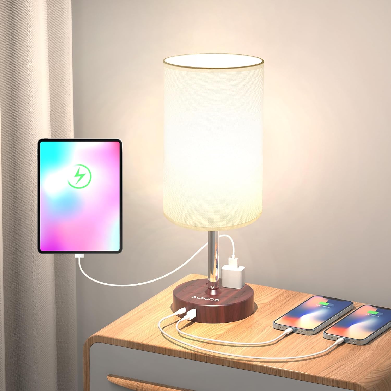 Dimmable Black Table Lamp — Brown-White