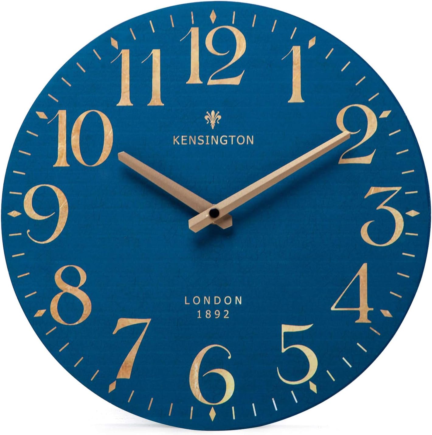 Battery Operated Beige Wall Clock — 12" — Navy
