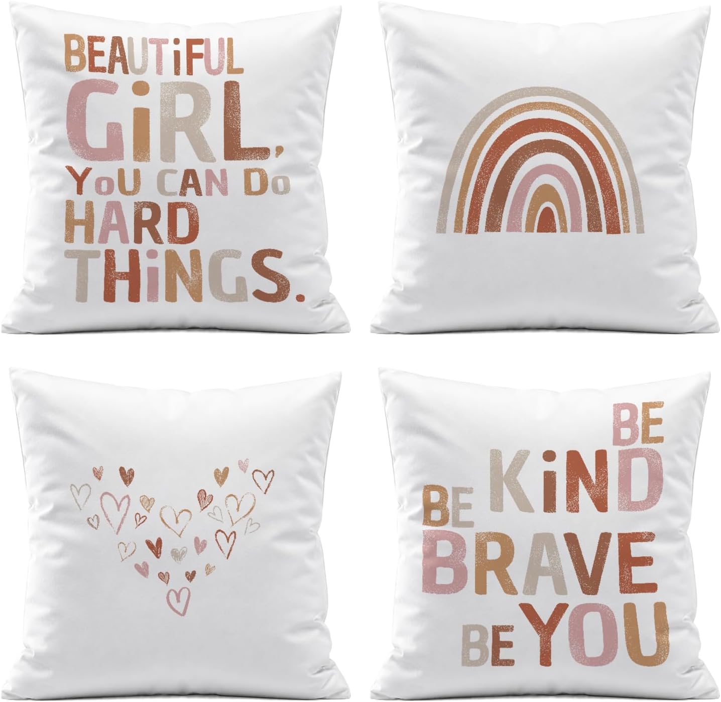 Boho Black Throw Pillow Cover — 18" — Rainbow Be Kind Be Brave Be You