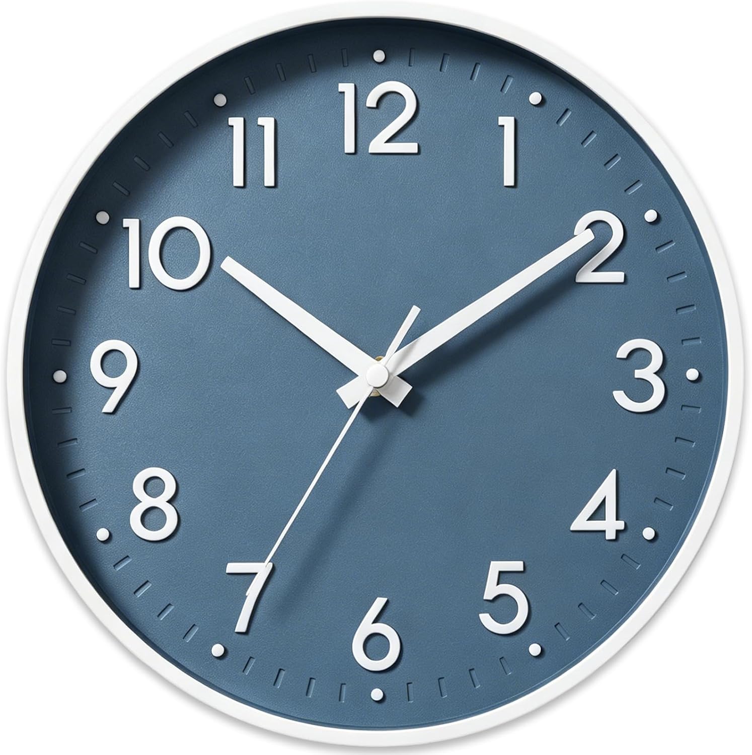 Battery Operated Modern Beige Wall Clock — 8" — B_azure Blue