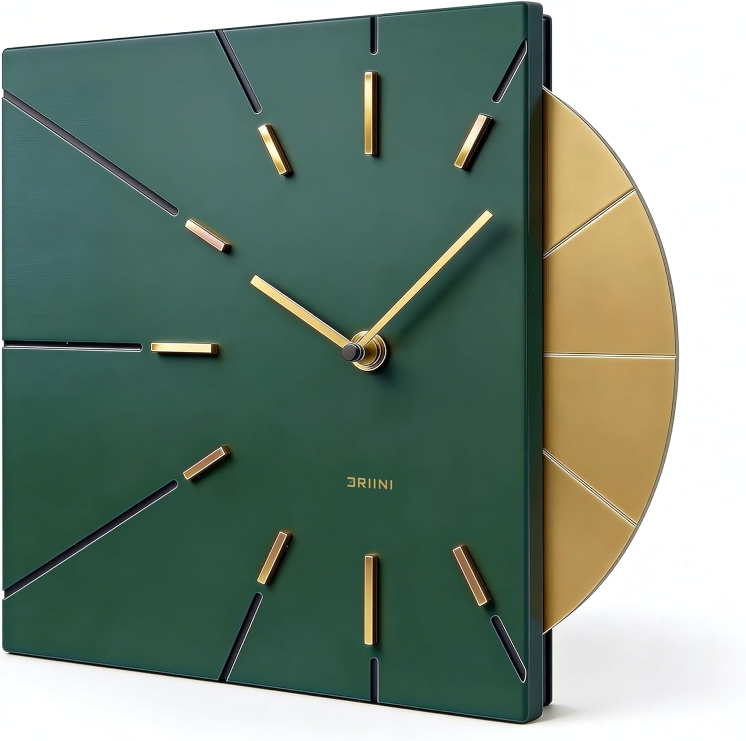 Battery Operated Luxe Black Wall Clock — Green