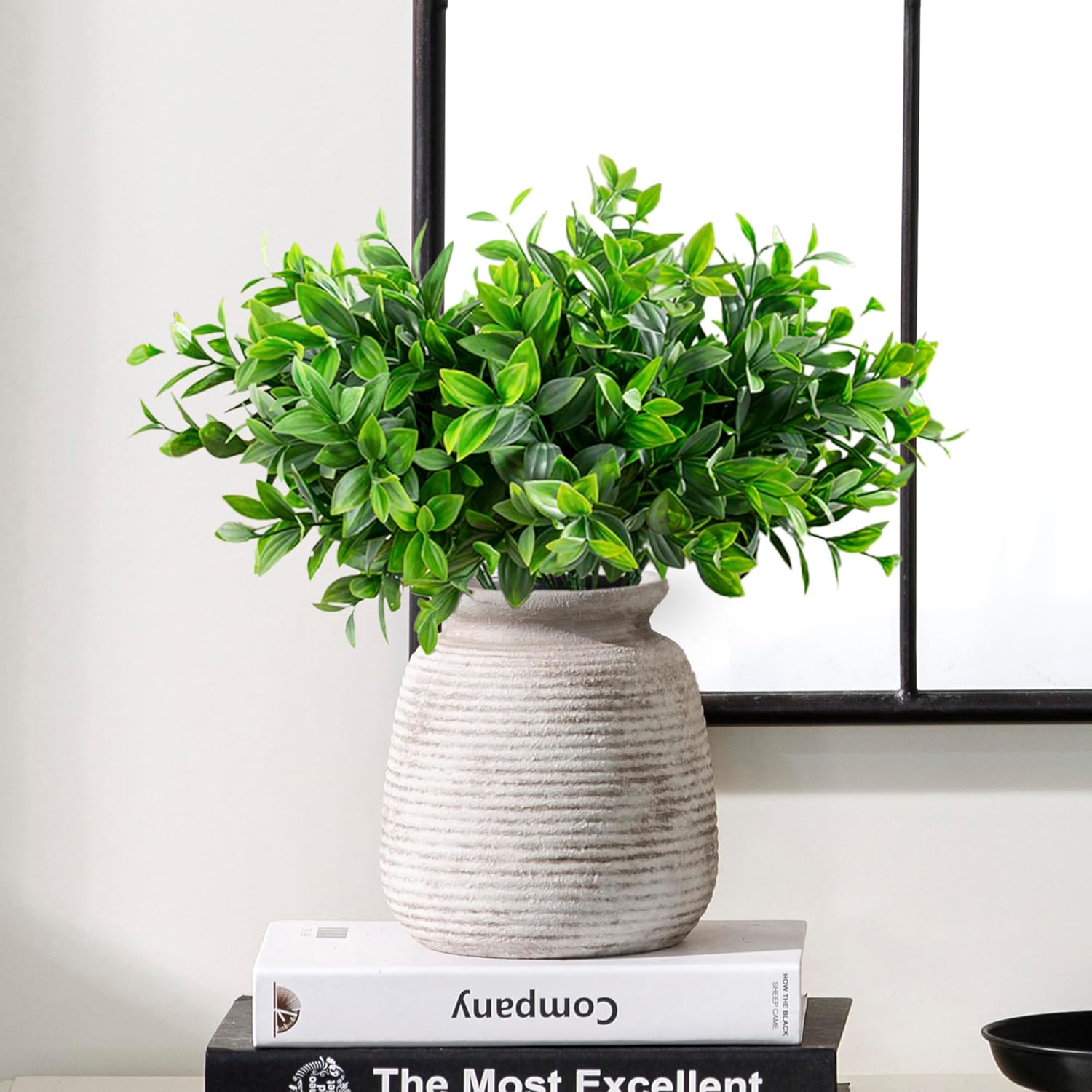 Farmhouse Black Flower Vase — 12.5" — 6“ H - Rustic White
