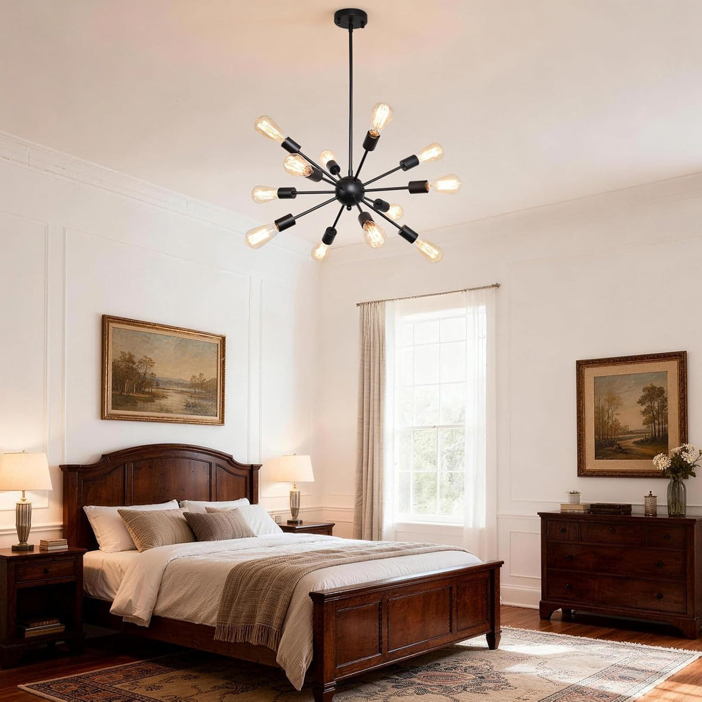 Vintage Farmhouse Black Chandelier — 12-Light - View 5