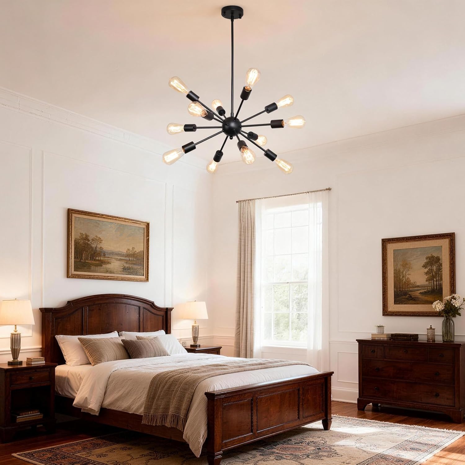 Vintage Farmhouse Black Chandelier — 12-Light - View 5