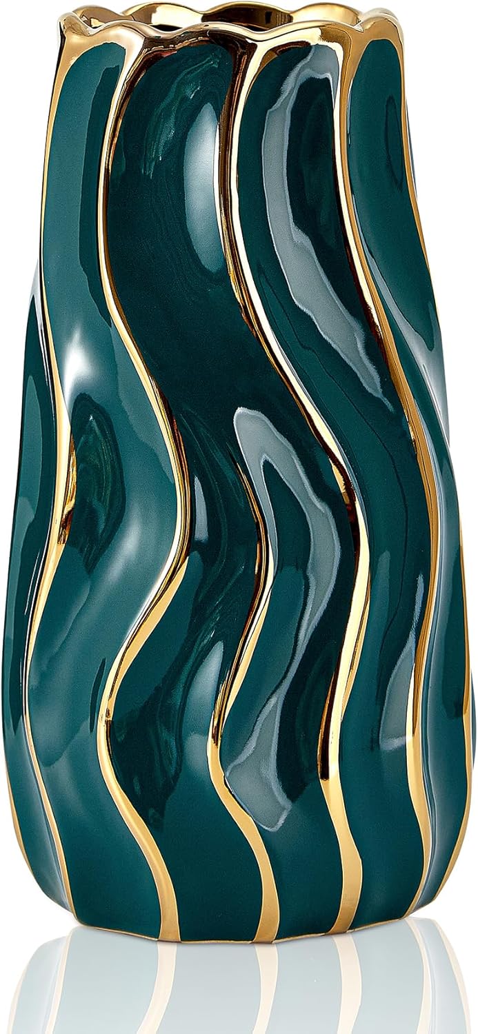 Beige Flower Vase — Green-standard