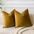 Velvet Luxe Beige Throw Pillow Cover — 14" — Mustard Yellow