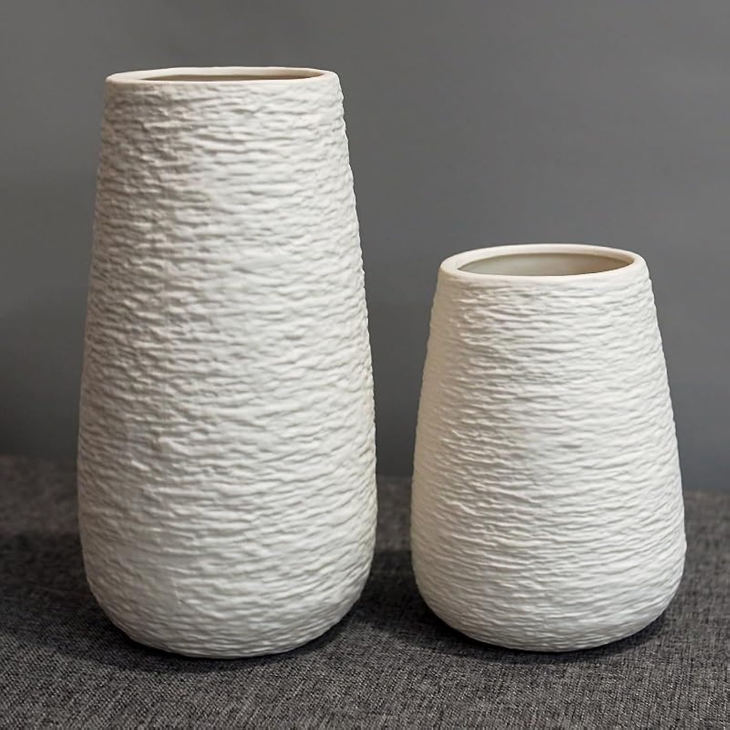 Modern Beige Flower Vase — Set of 2 — White