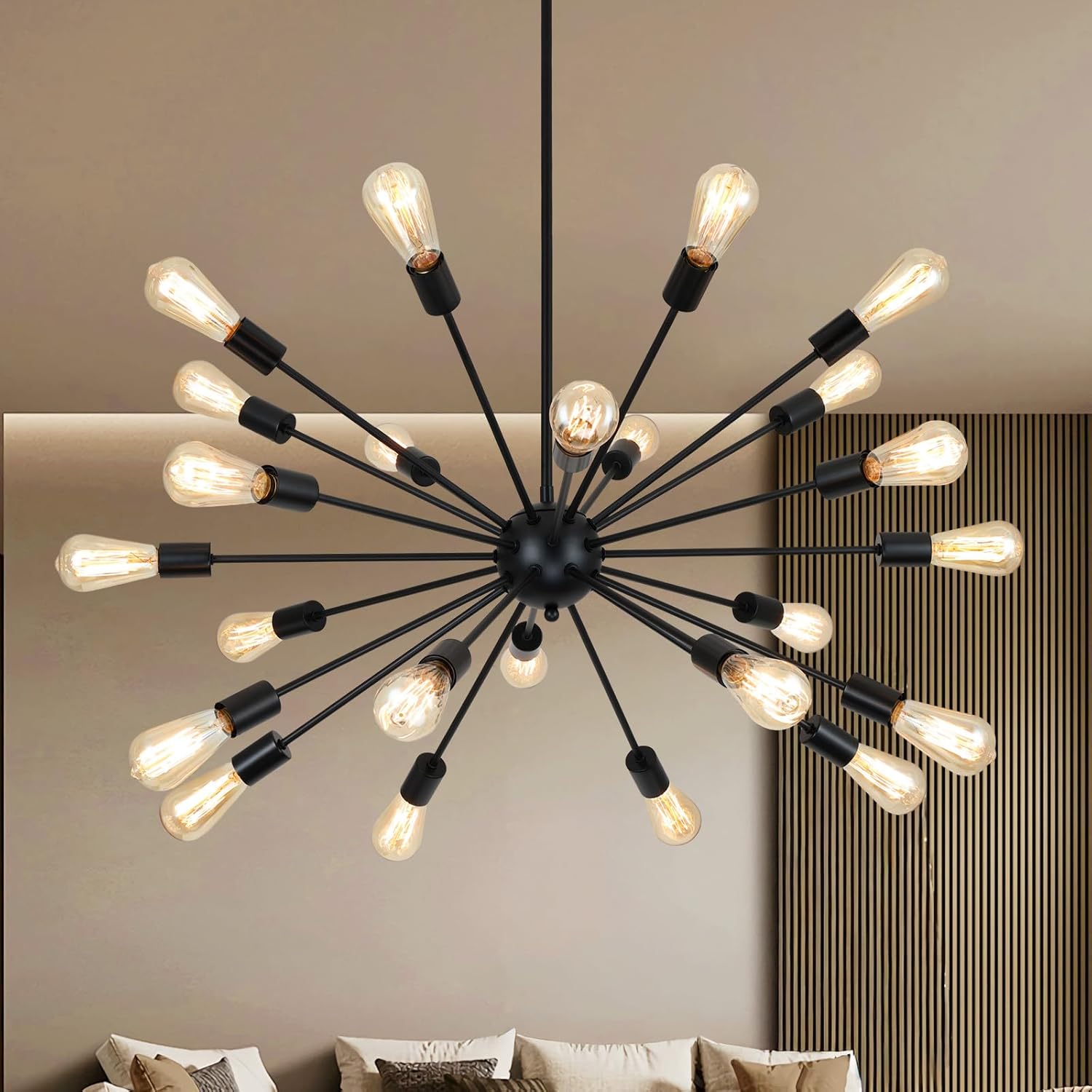Vintage Farmhouse Black Chandelier — 12-Light — Black