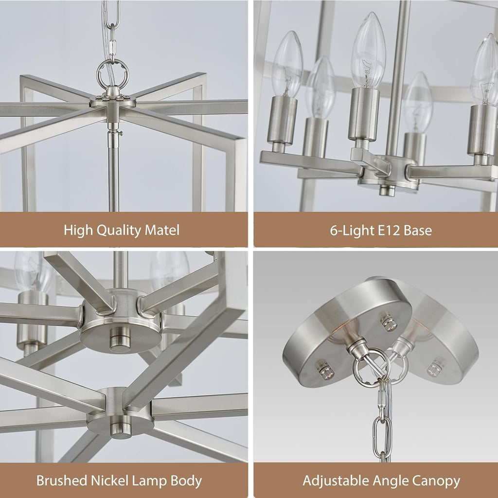 Modern Black Chandelier — 6-Light - View 5