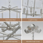 Modern Black Chandelier — 6-Light - View 5