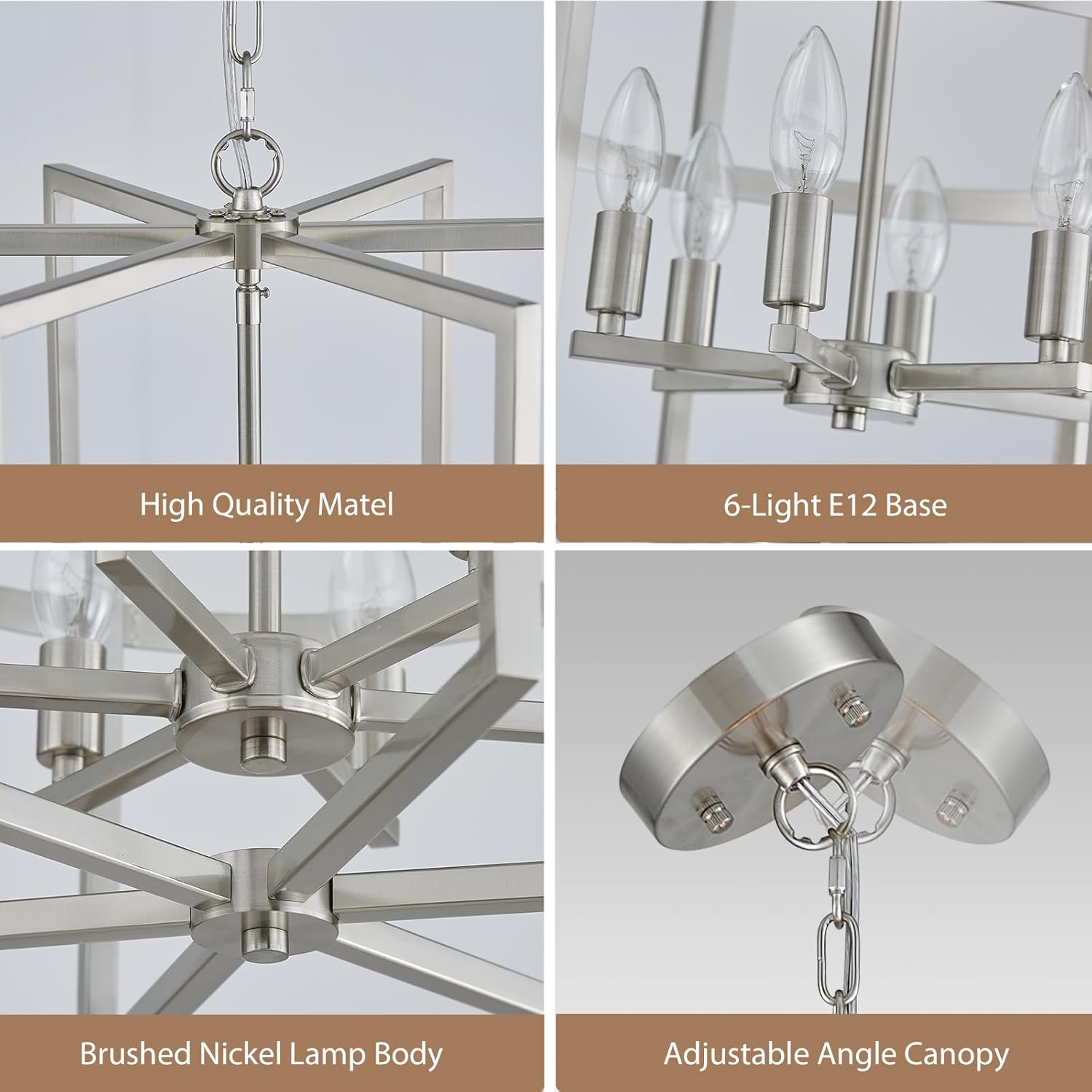 Modern Black Chandelier — 6-Light - View 5