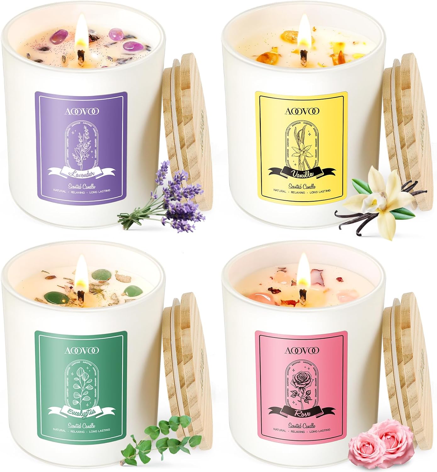 Soy Luxe Glass Scented Candle — Rose/Vanilla/Eucalyptus/Lavender Scented Candles