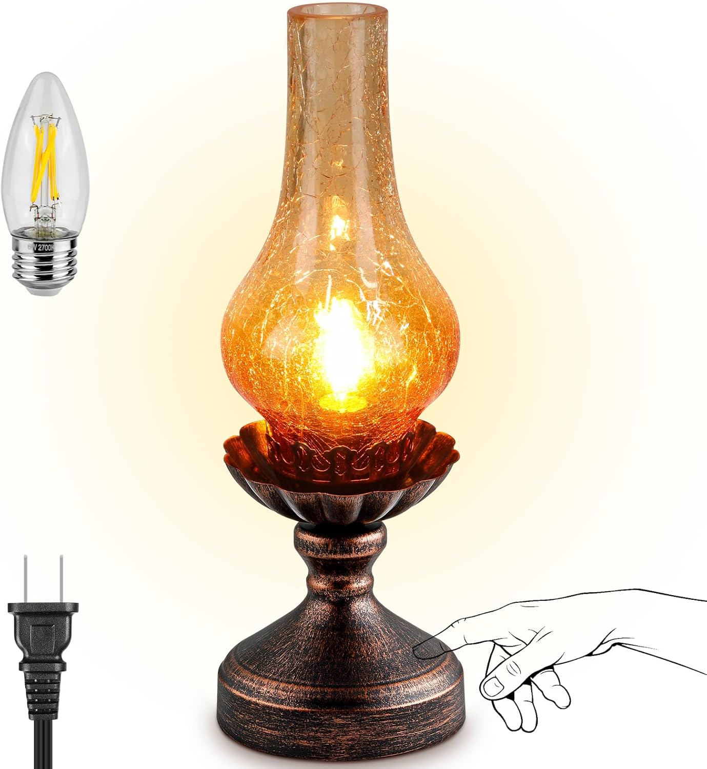 Dimmable Farmhouse Green Bedside Lamp — Amber Gradient