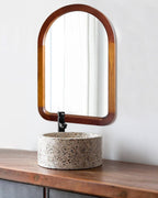 Round Farmhouse Brown Wall Mirror — 30" - View 4