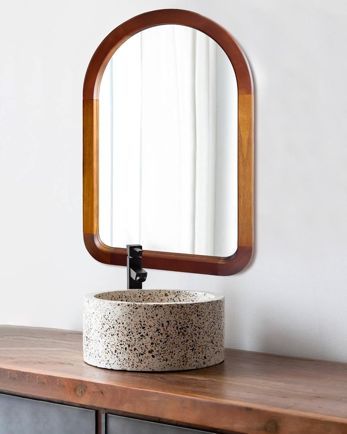 Round Farmhouse Brown Wall Mirror — 30" - View 4
