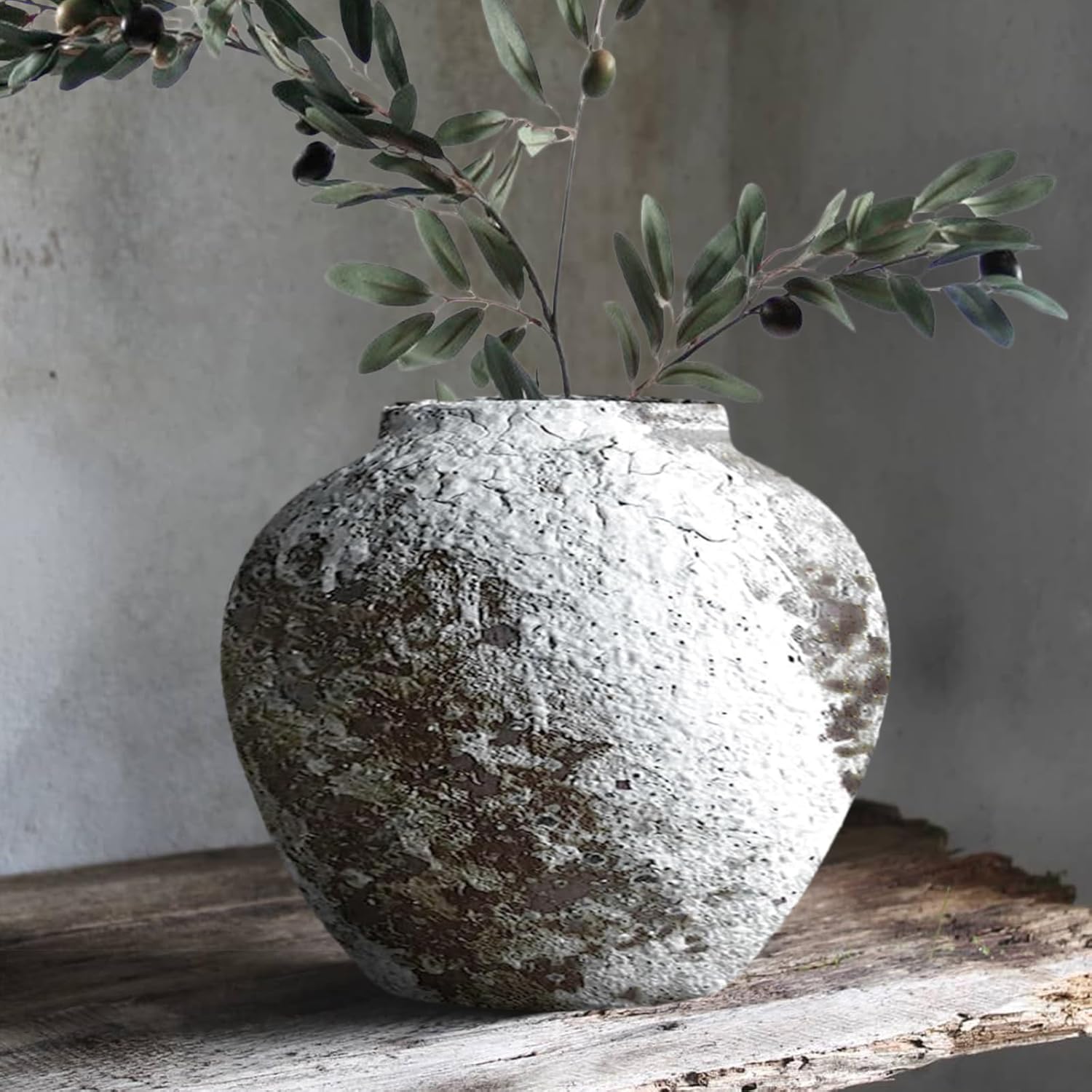 Farmhouse Beige Flower Vase — 8 In-rustic-grey