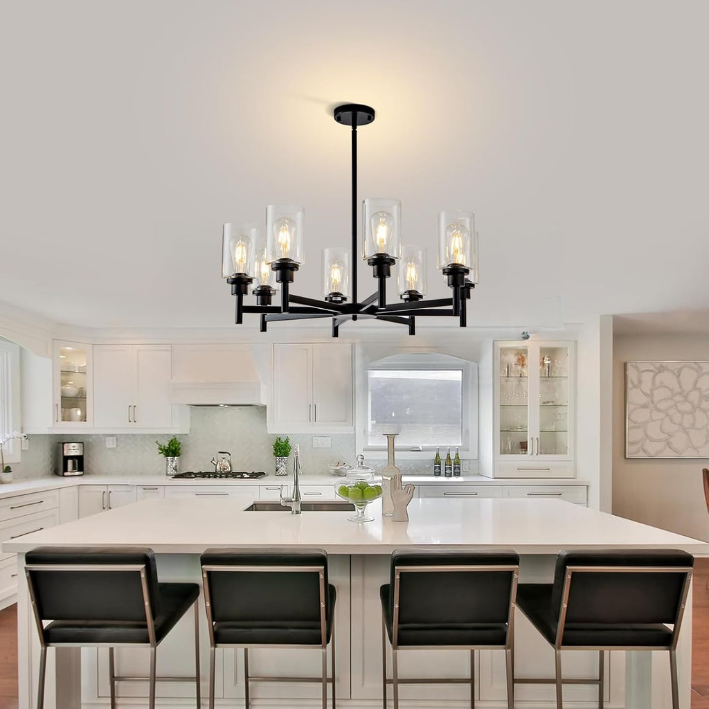 Farmhouse Black Chandelier — 8-Light - View 8