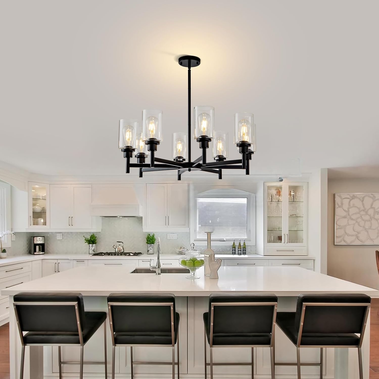 Farmhouse Black Chandelier — 8-Light - View 8