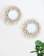 Round Boho Rattan Wall Mirror - View 4