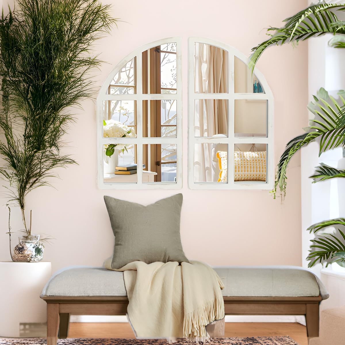 Rectangular Farmhouse Glass Wall Mirror — Set of 2 - View 2